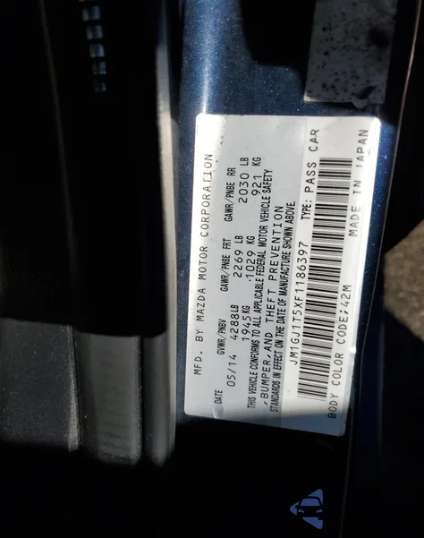 2015 Mazda 6 Touring z USA, uszkodzony, nr VIN JM1GJ1T5XF1186397